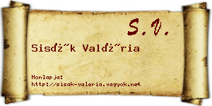 Sisák Valéria névjegykártya